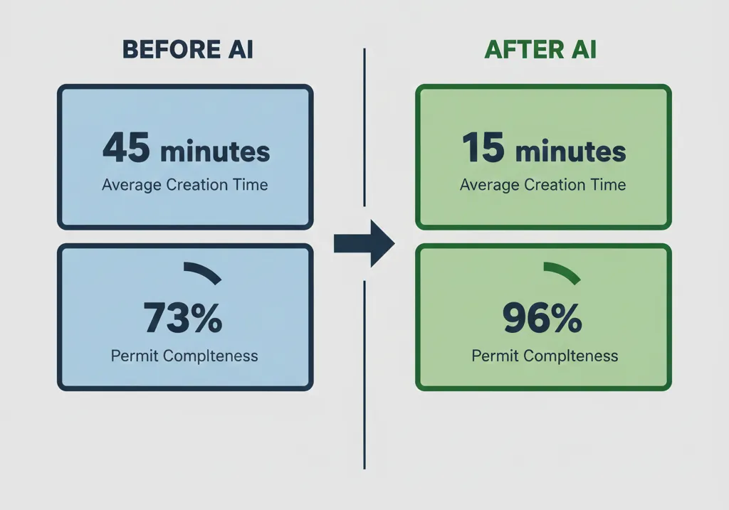 “Impact of AI agents on permit creation time and completeness”