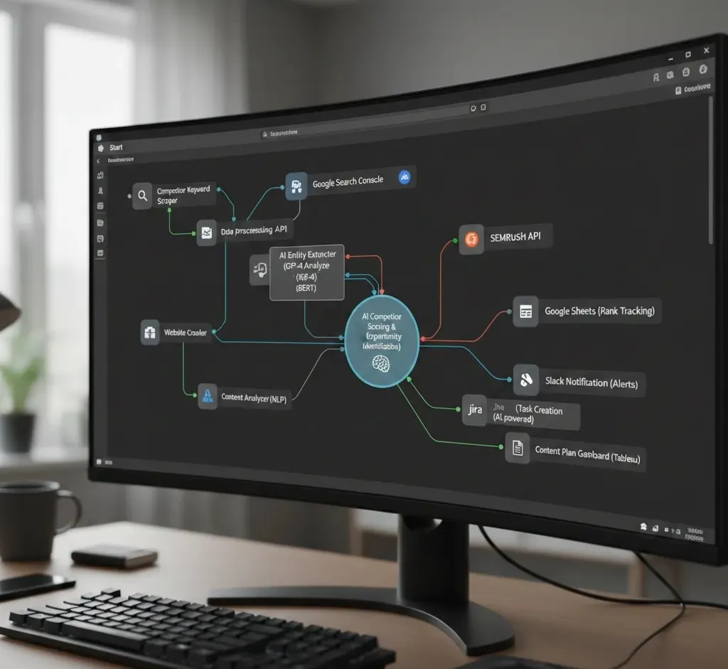 AI-driven SEO automation workflow using n8n for competitor analysis