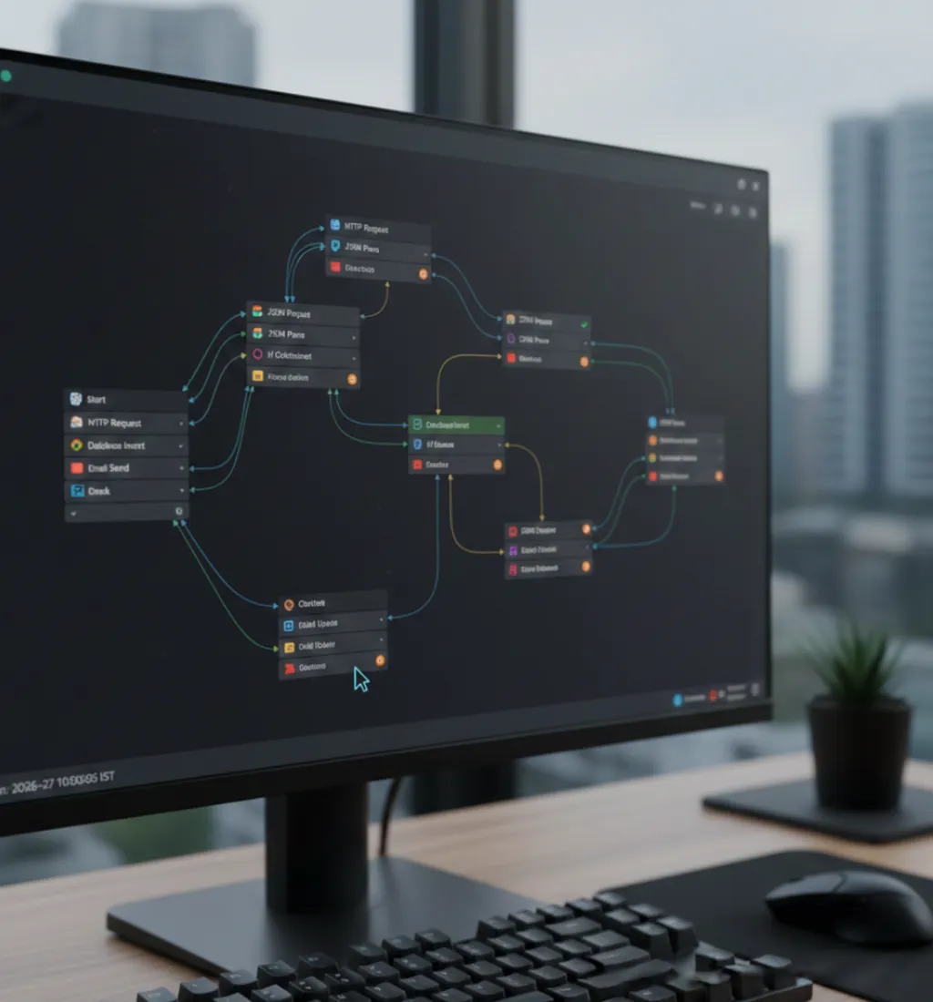 AI workflow automation dashboard showcasing production-ready AI pipelines, intelligent process automation, data orchestration, and enterprise-grade system integration.