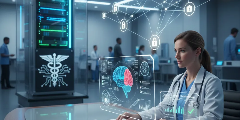 LLMs in Healthcare AI governance with human review and secure data flow